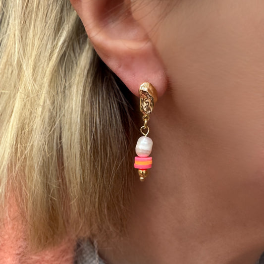 Tropicana Freshwater Pearl Bead Gold Drop Earrings