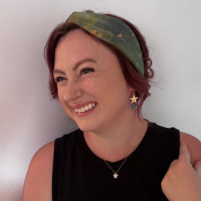 Island Turquoise Gemstone Gold Star Earrings