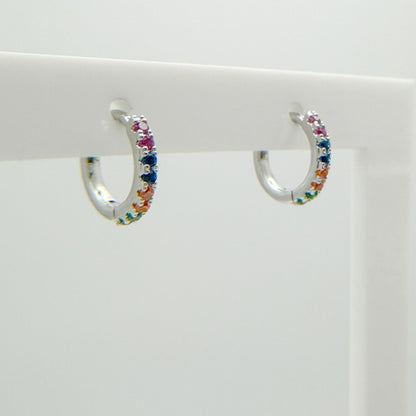 Camila Silver Gemstone Huggies | Clear | Multi - Razzle and Rose Jewellery