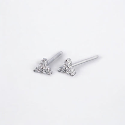 Camellia Triple Gemstone Sterling Silver Stud Earrings Clear | Pink | Lilac.