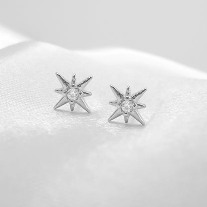 Oslo Silver Gemstone Star Stud Earrings - Razzle and Rose Jewellery