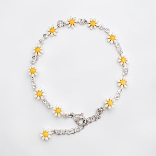 The Flora Silver Jewellery Bundle | Daisy Chain Necklace, Bracelet, Anklet + Earrings