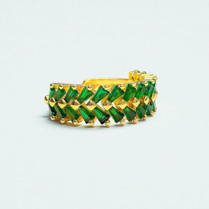 Gaia Gold Gemstone Ring | Emerald Green | Adjustable