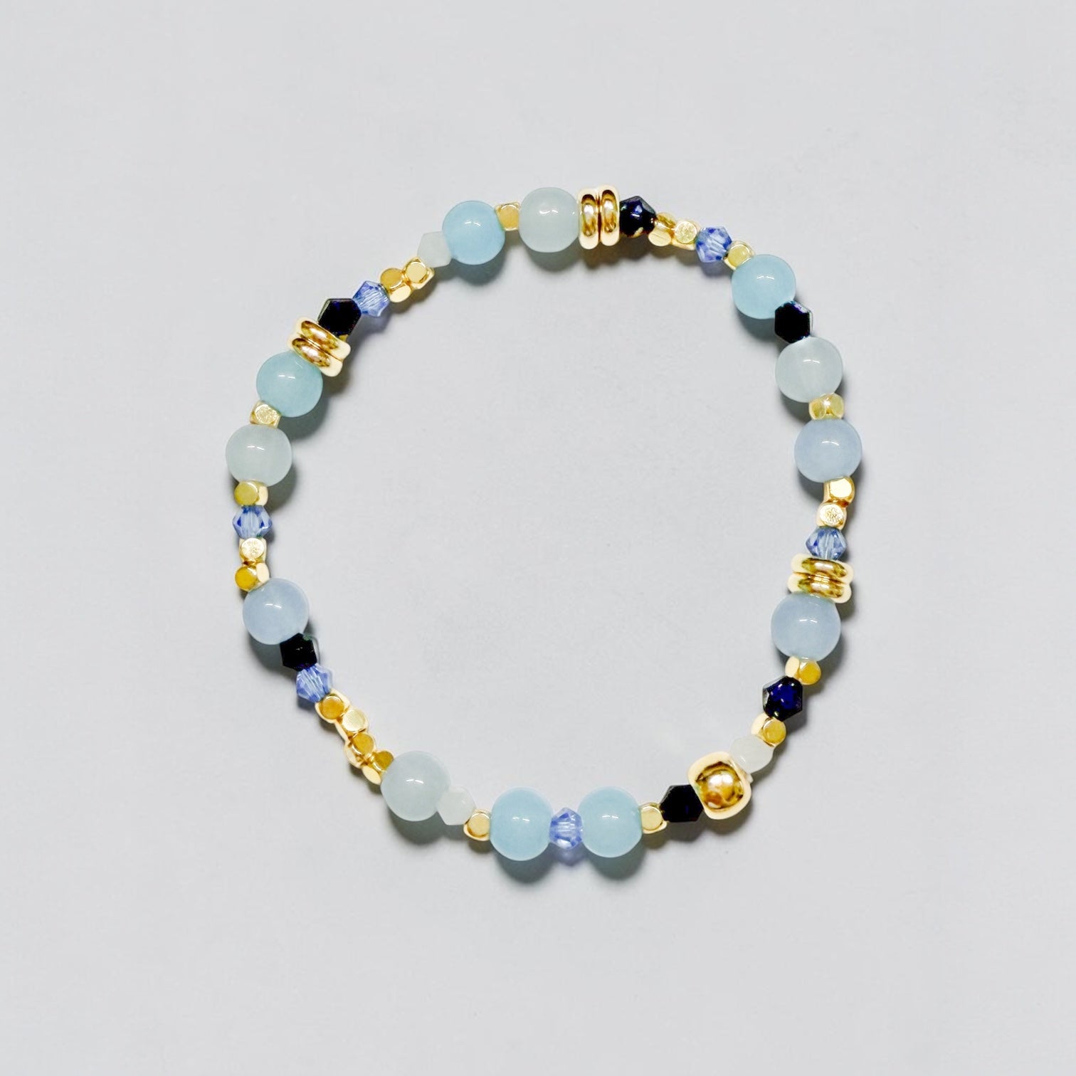 Blue Beaded Stretch Bracelet | 18k Gold Plated | Adjustable