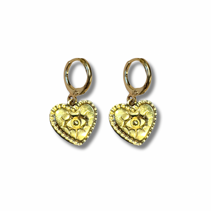 Carlotta Pink Heart Charm Small Hoop Earrings - Razzle and Rose Jewellery