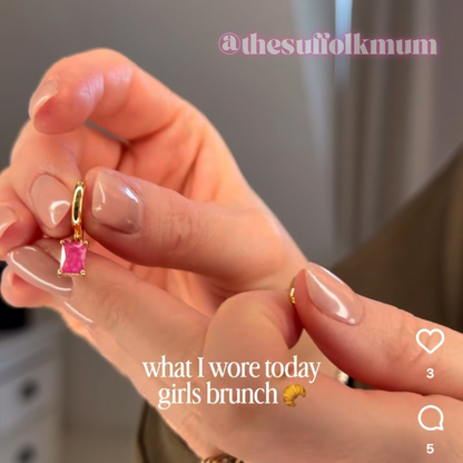 Emily Pink Gemstone Hoop Earrings