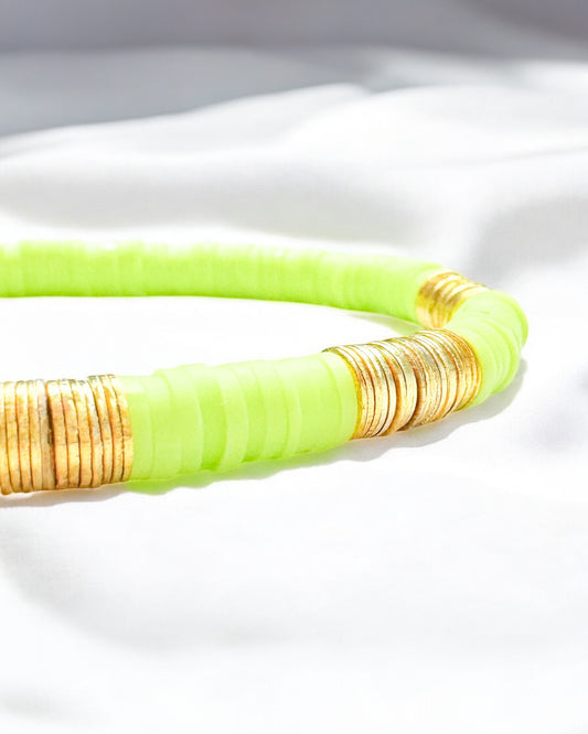 Miami Lime Heishi Clay Bead Bracelet