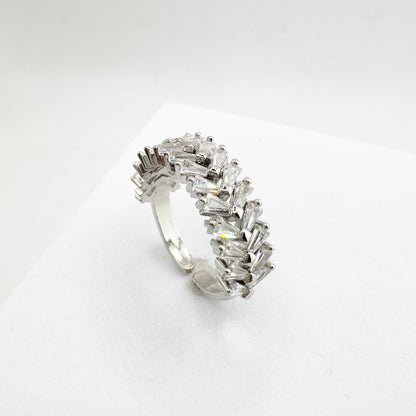 Gaia Silver Gemstone Ring | Clear | Adjustable - Razzle and Rose Jewellery