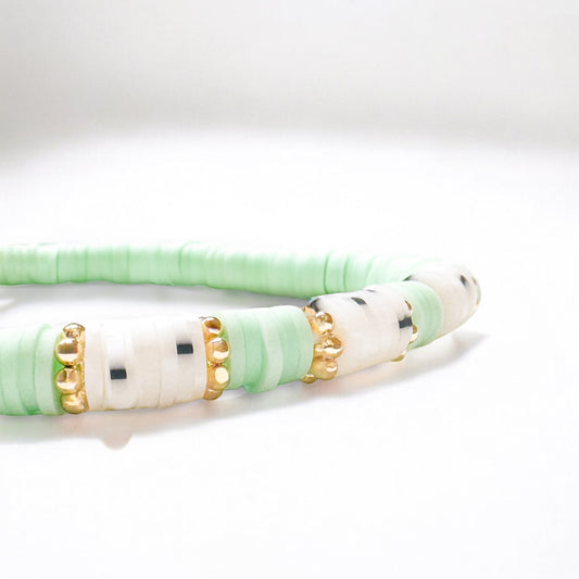 Lisbon Mint Green Heishi Clay Bead Bracelet
