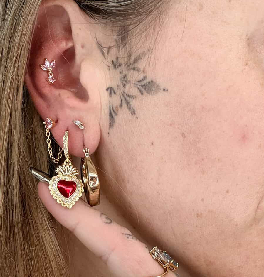 Clarissa Red Heart Hoop Earrings