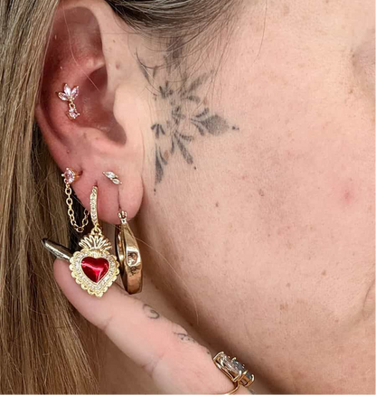 Clarissa Red Heart Hoop Earrings