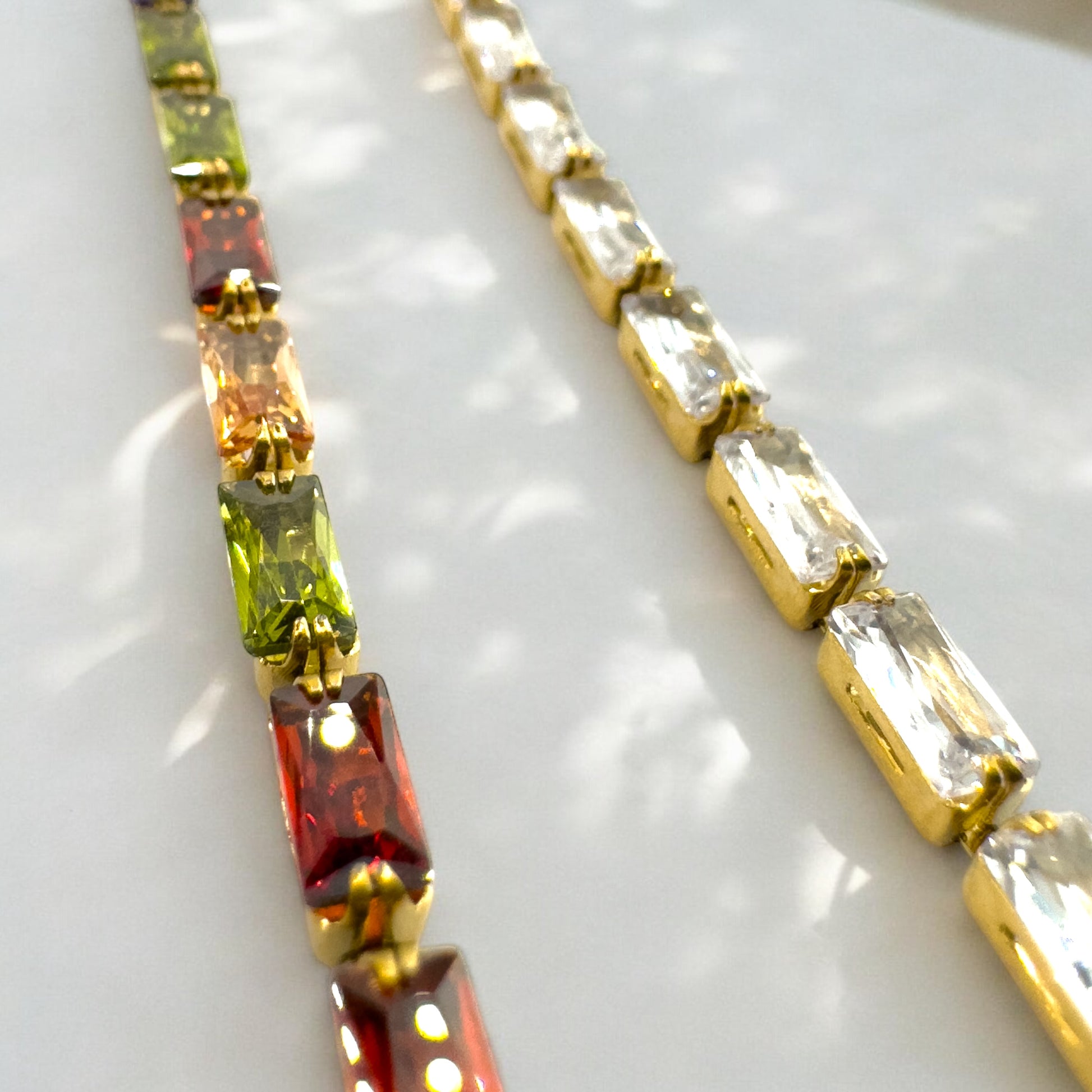 Linzi Crystal Gemstone Gold Tennis Bracelet | Multicolour Default Title Gemstone Bracelets Razzle and Rose