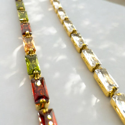 Linzi Gold Gemstone Tennis Bracelet | Clear - Razzle and Rose Jewellery
