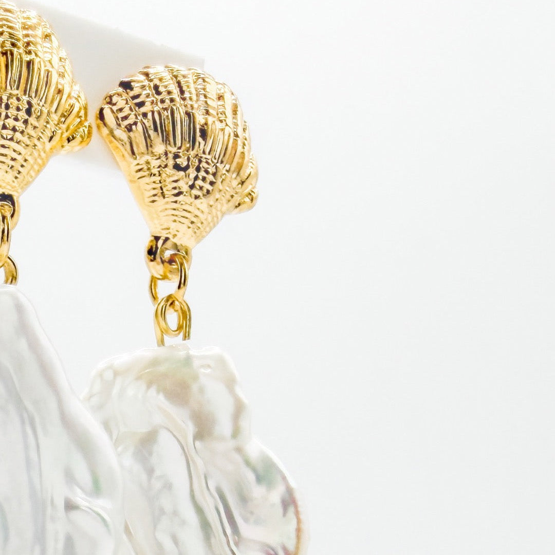Portofino Chunky Pearl Shell Statement Earrings