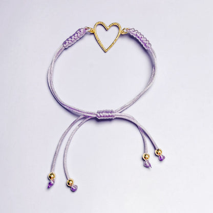 Palma Gold Heart Colourful Cord Bracelet | Adjustable Fit