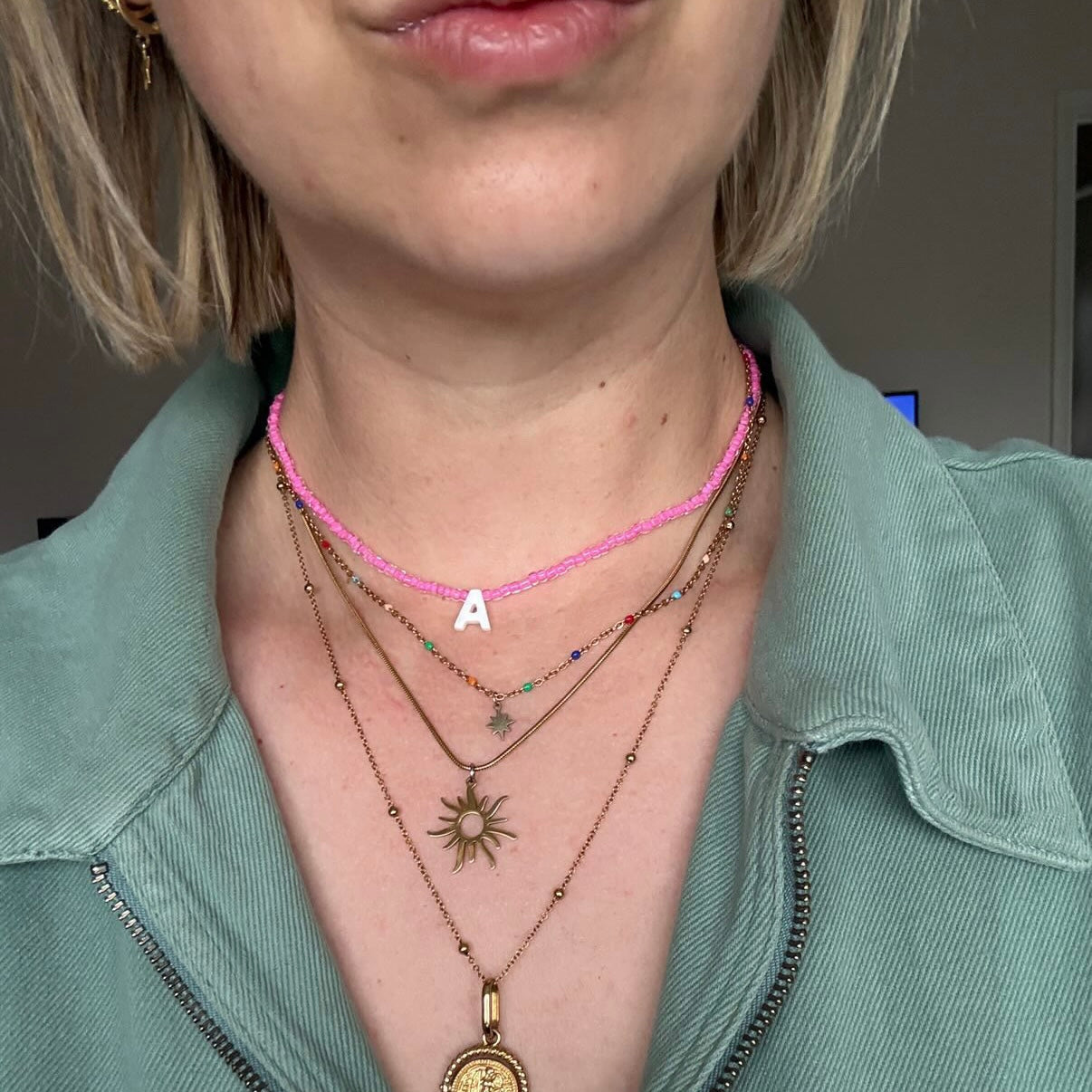 Catalina Shell Initial Beaded Necklace