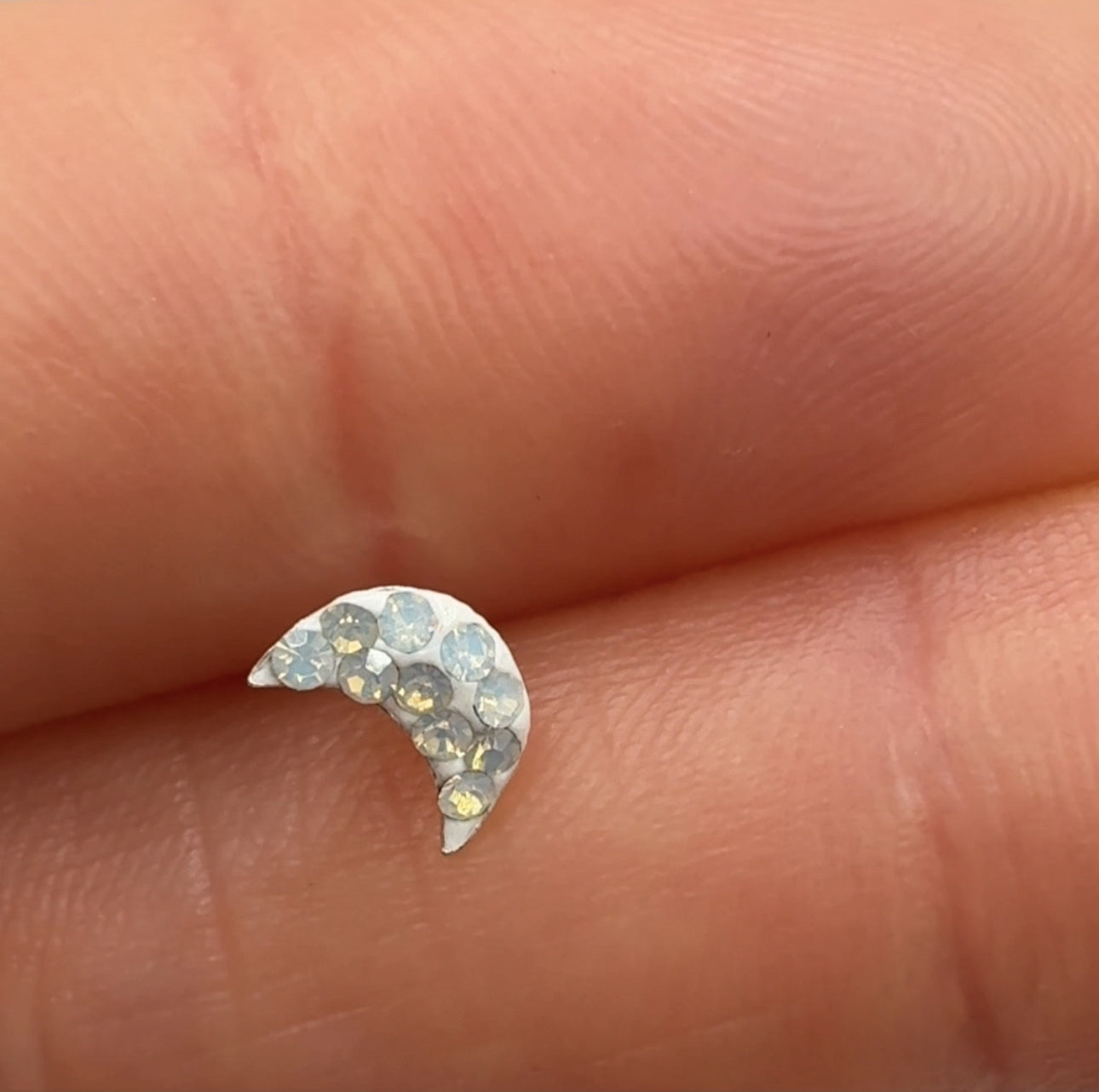 Lina Opal Crescent Moon Stud Earrings