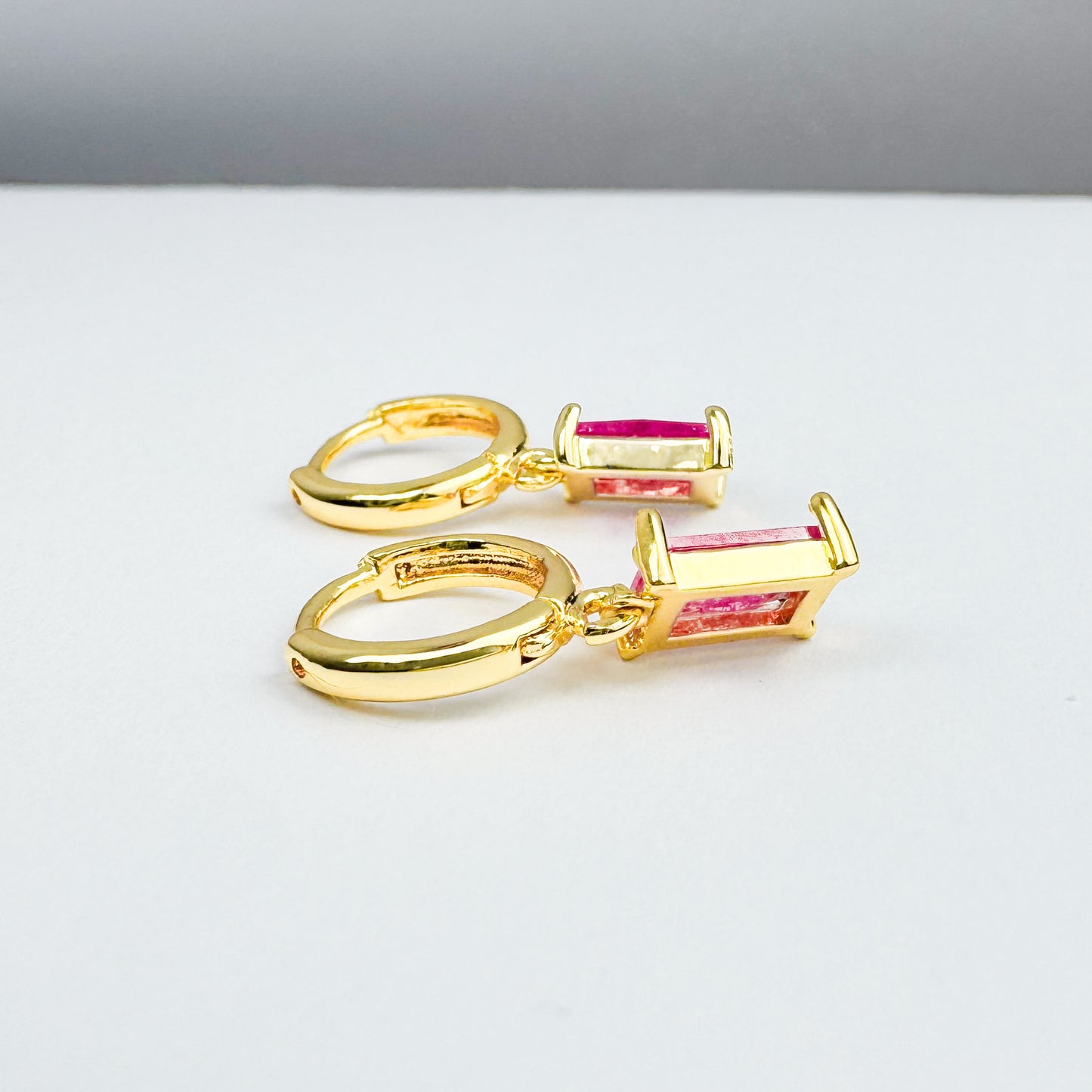 Emily Pink Gemstone Hoop Earrings