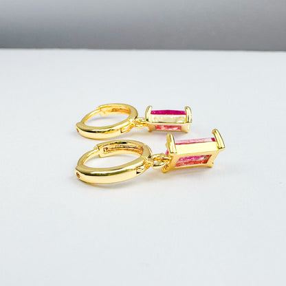 Emily Pink Gemstone Hoop Earrings