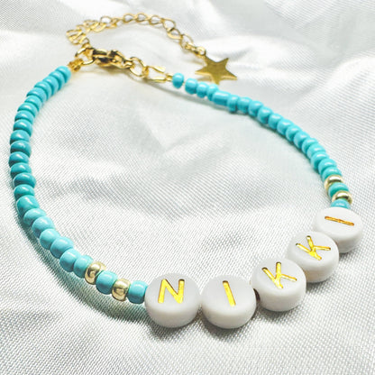 Remi Personalised Name Bead Bracelet - Razzle and Rose Jewellery