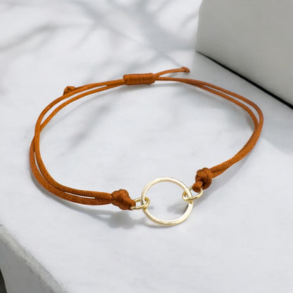 Una Gold Satin Cord Mocha Bracelet | Adjustable