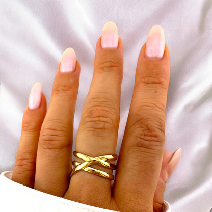 Lyra Gold Twisted Effect Ring | Adjustable - Razzle and Rose Jewellery