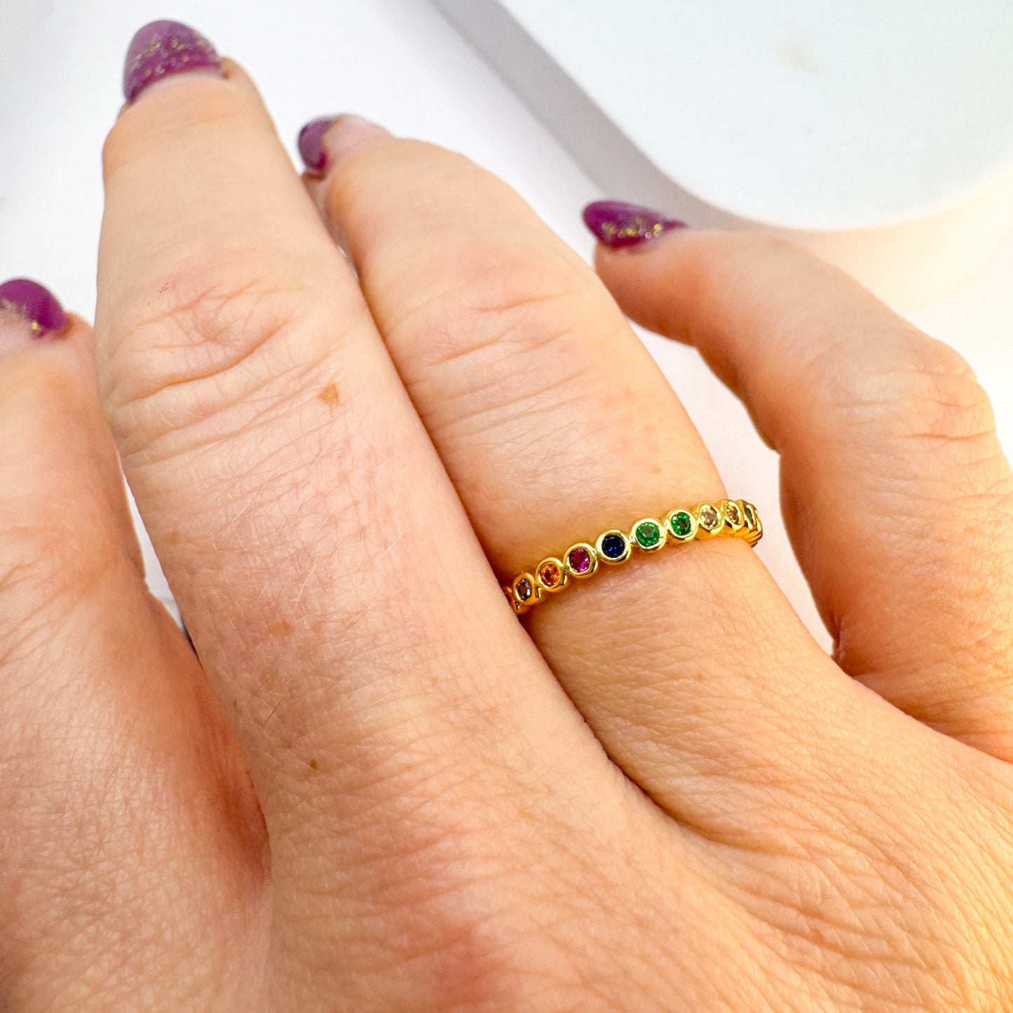 Joy Rainbow Gemstone Ring | Adjustable