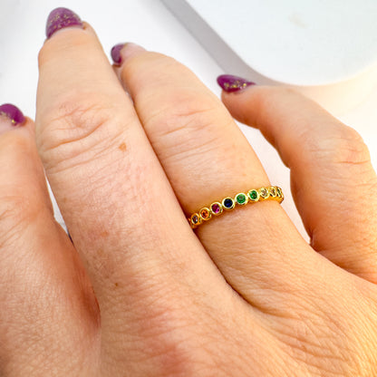Joy Rainbow Gemstone Ring | Adjustable