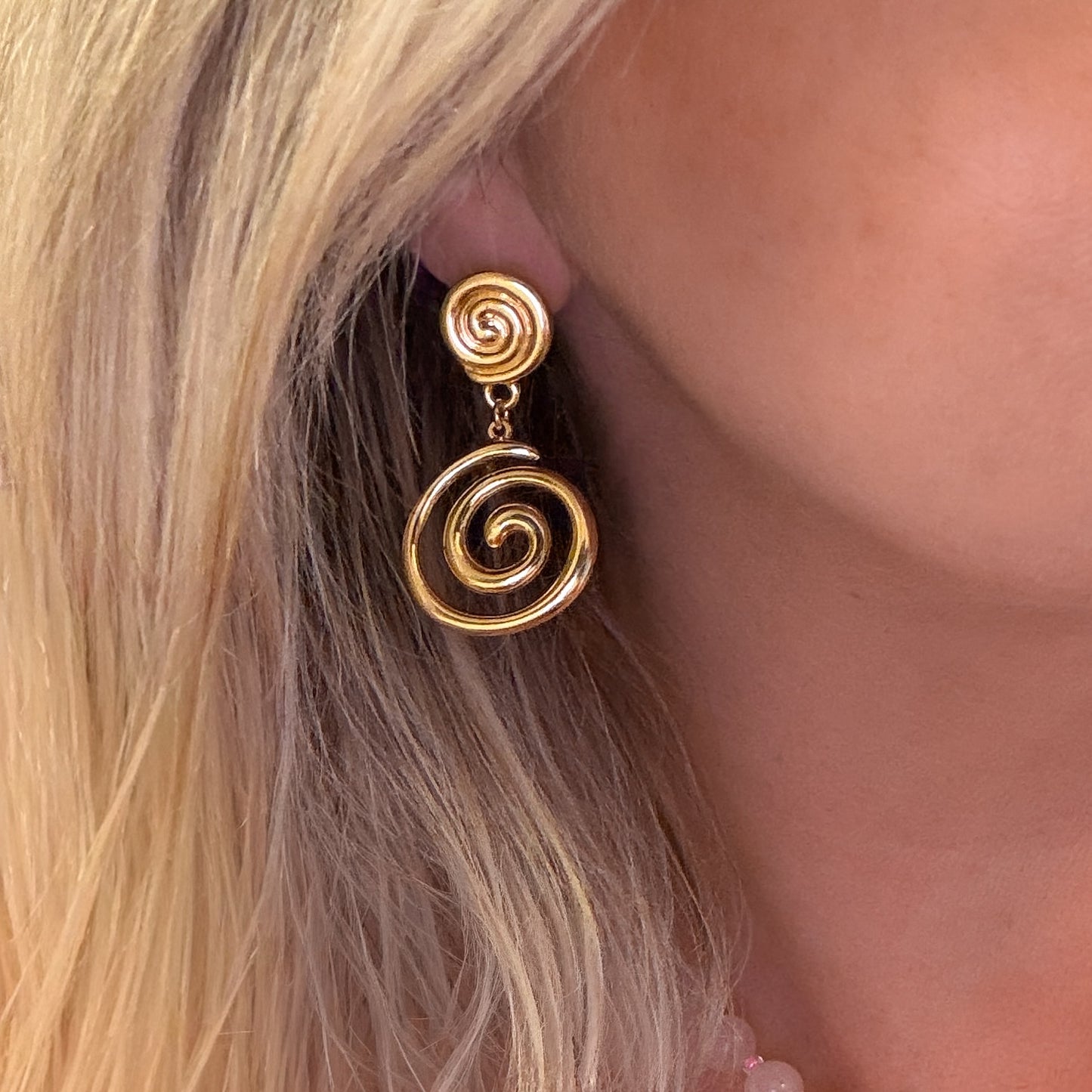 Rhodes Gold Spiral Earrings
