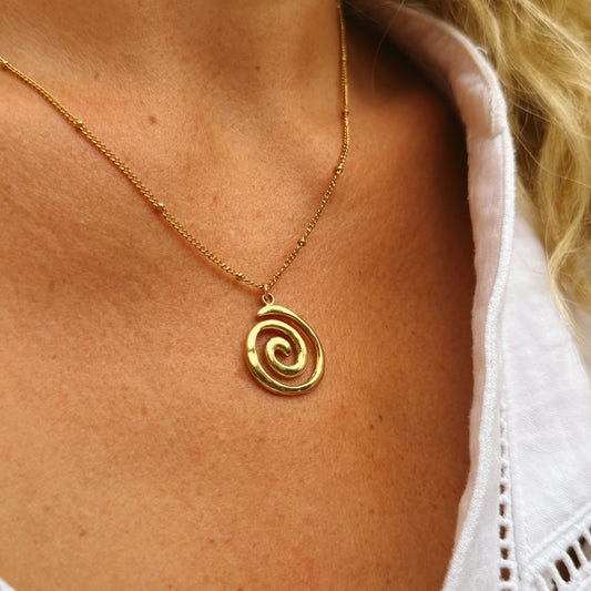 Aurelia Gold Spiral Pendant Necklace - Razzle and Rose Jewellery