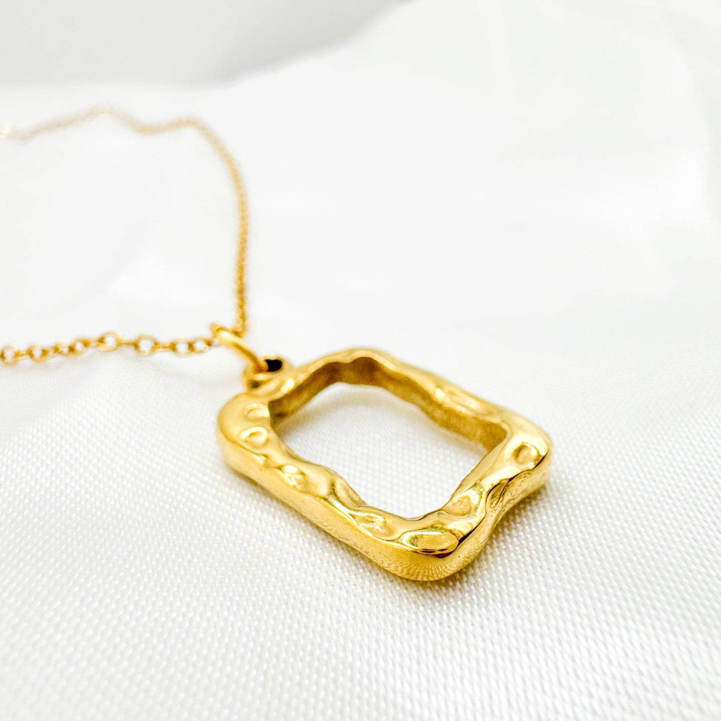 Anaya Gold Textured Rectangle Pendant Necklace