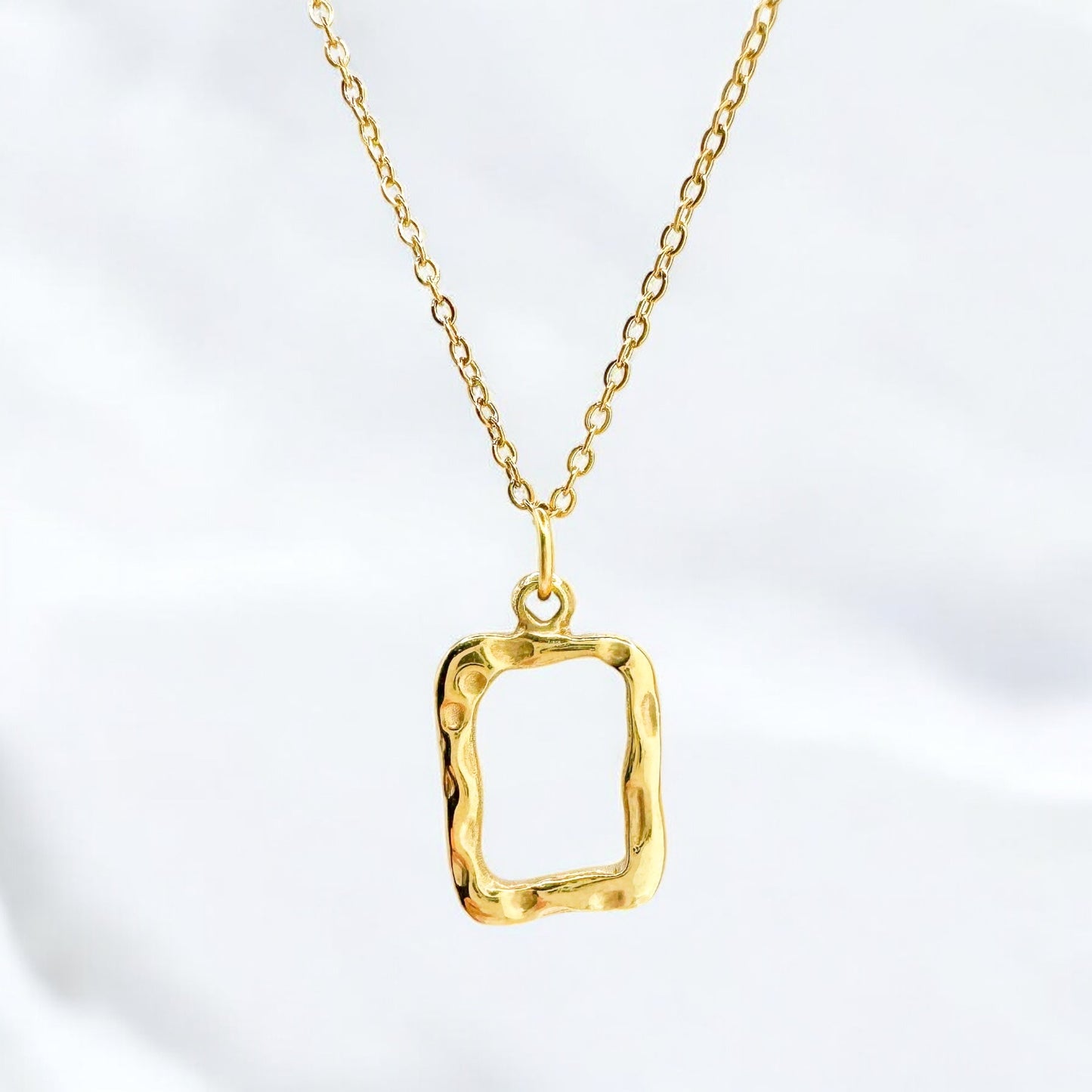 Anaya Gold Textured Rectangle Pendant Necklace