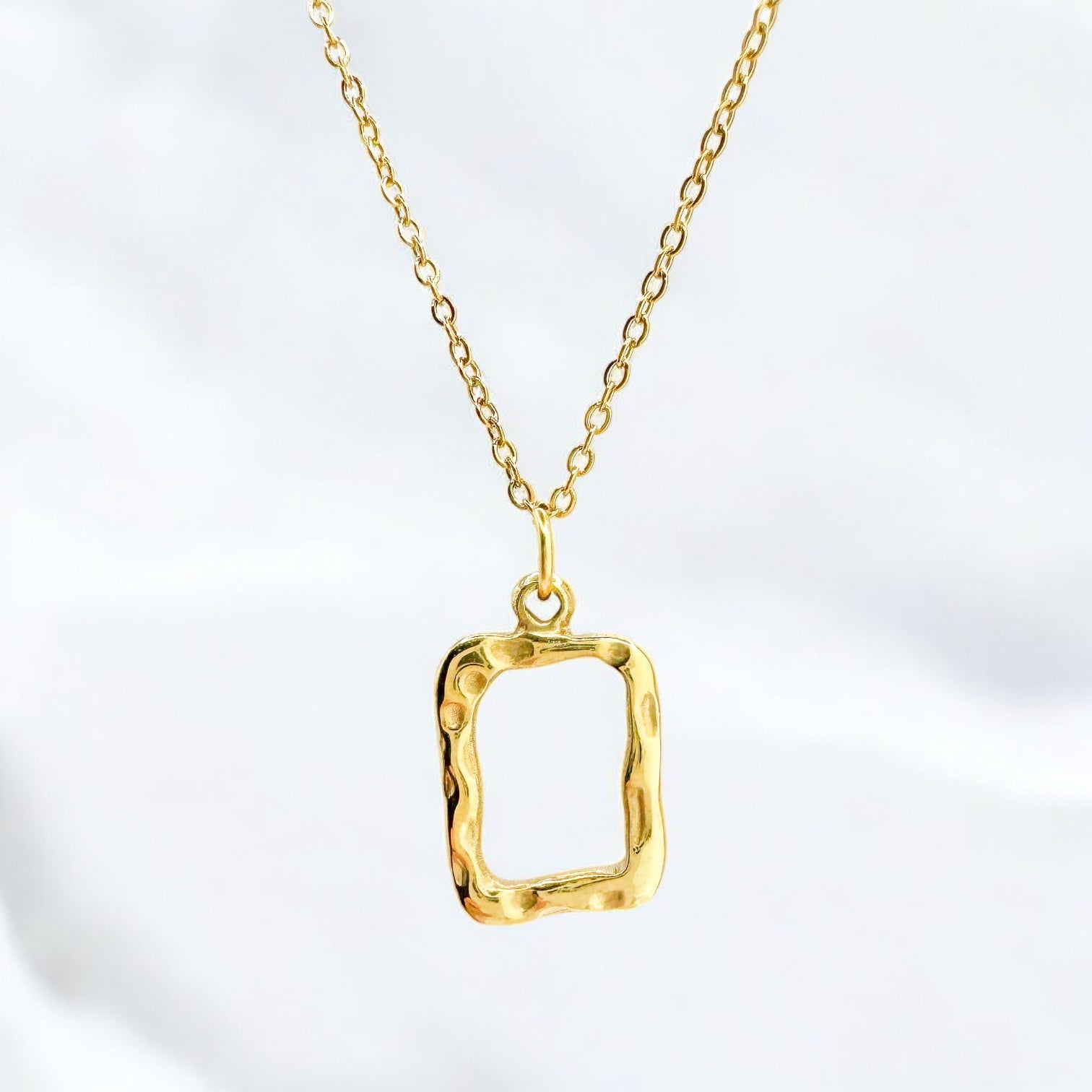 Anaya Gold Textured Rectangle Pendant Necklace