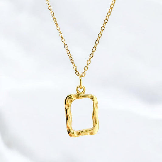 Anaya Gold Textured Rectangle Pendant Necklace