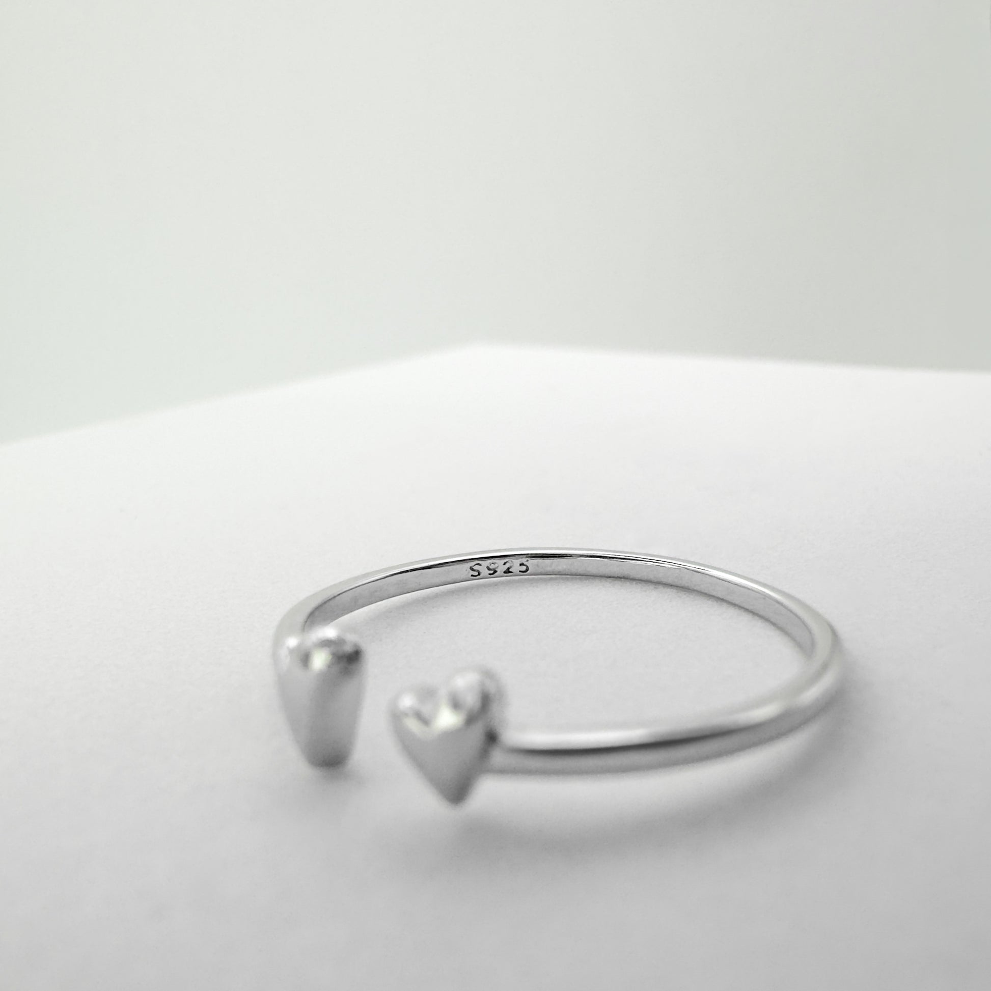 Ariana Sterling Silver Heart Ring | Adjustable