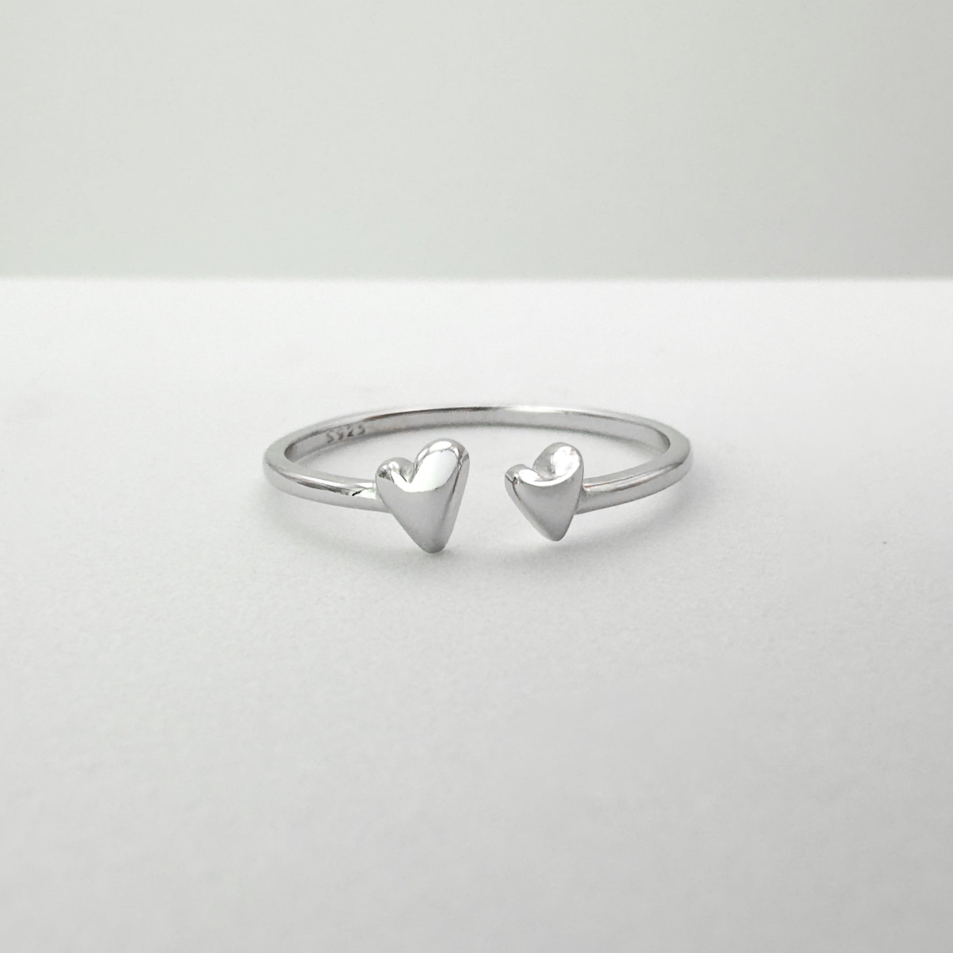 Ariana Sterling Silver Heart Ring | Adjustable