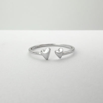 Ariana Sterling Silver Heart Ring | Adjustable