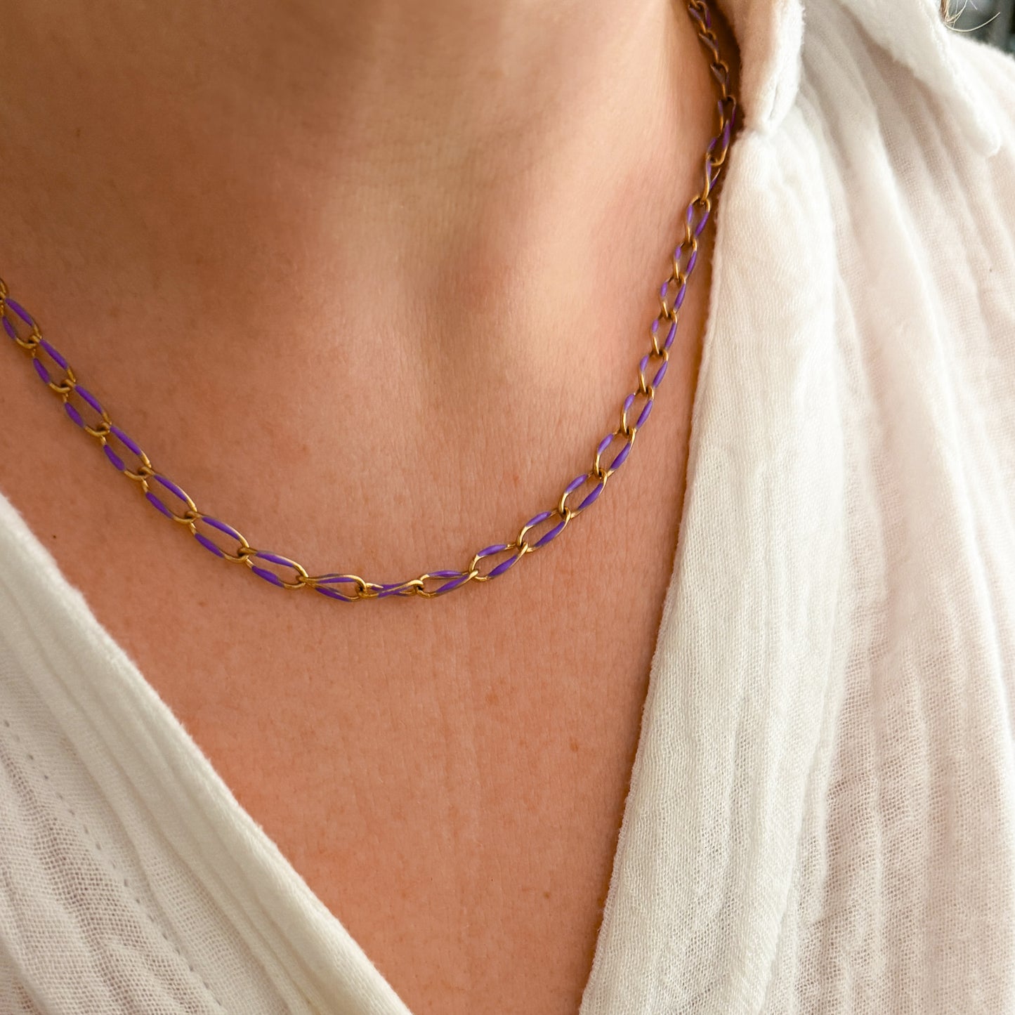 Aruba Gold Purple Chain Necklace