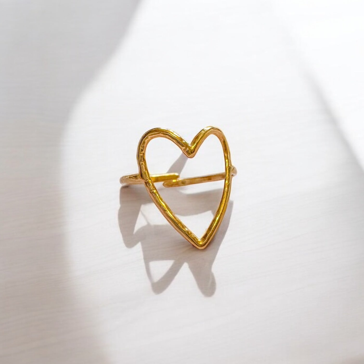 Ava Gold Heart Ring | Adjustable