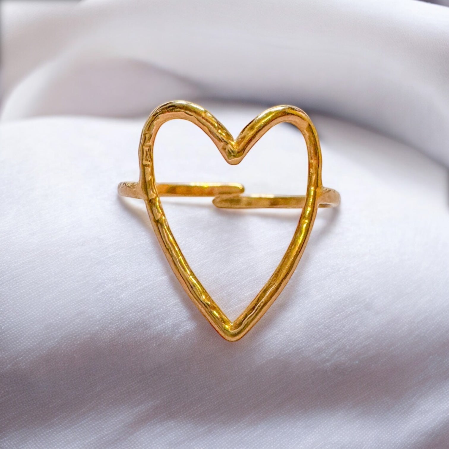 Ava Gold Heart Ring | Adjustable