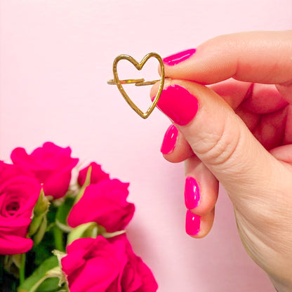 Ava Gold Heart Ring | Adjustable