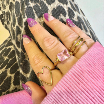 Ava Gold Heart Ring | Adjustable
