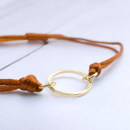 Una Gold Satin Cord Mocha Bracelet | Adjustable