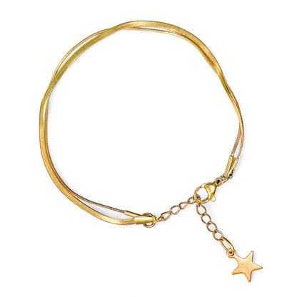 Elara Gold Double Snake Chain Stacked Effect Bracelet