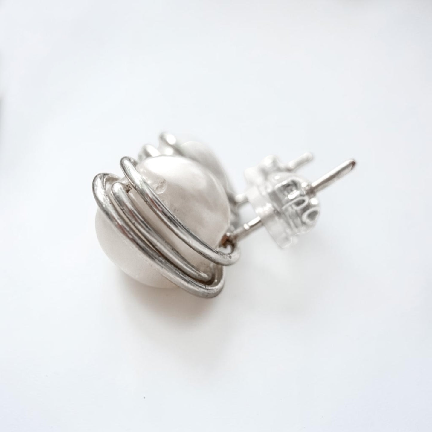 Freshwater Pearl Silver Wrapped Stud Earrings