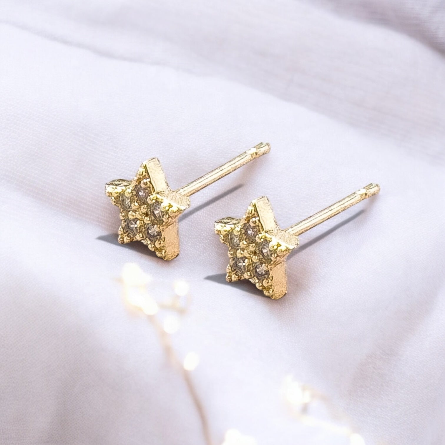 Orla CZ Gemstone Gold Star Stud Earrings Default Title Stud Earrings Razzle and Rose