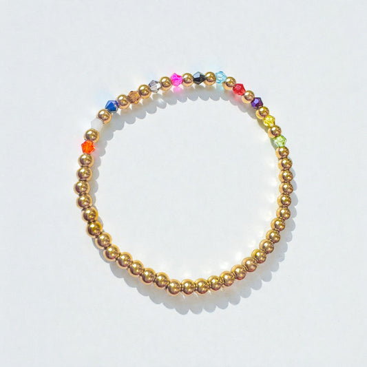 Taylor Colour Crystal Gold Bead Bracelet