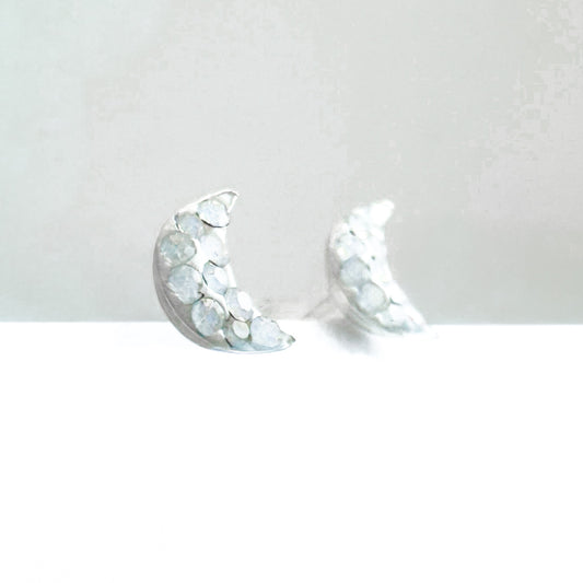Lina Opal Crescent Moon Stud Earrings