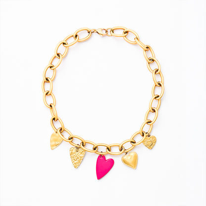 Marnie Heart Chunky Charm Necklace