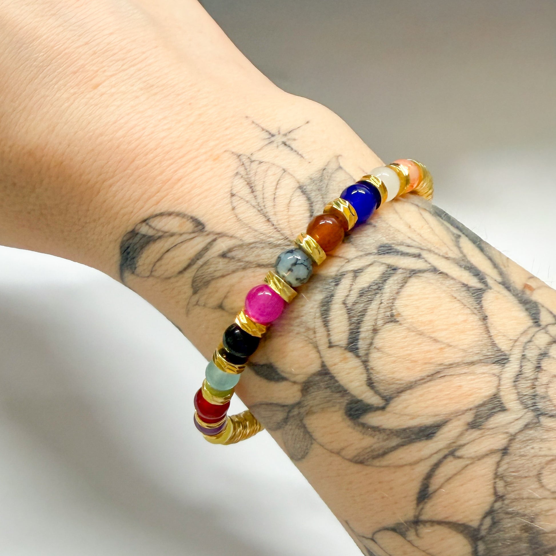 Gold Rainbow Bead Bracelet